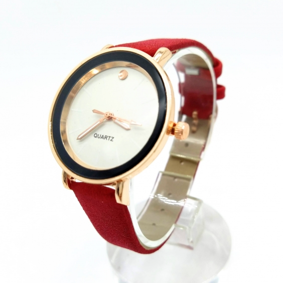Reloj elegante rojo de pulsera analógico para mujer, regalo de moda.