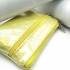 Monedero con cremallera para mujer de color amarillo rectangular, moda casual.