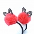 Pack 2X con pompom de pelo gatito orejas color rosa salmon