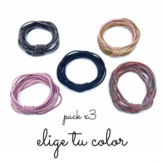 Gomas de pelo originales de cuerdas en diferentes colores a elegir para mujer y niña. Pack x3