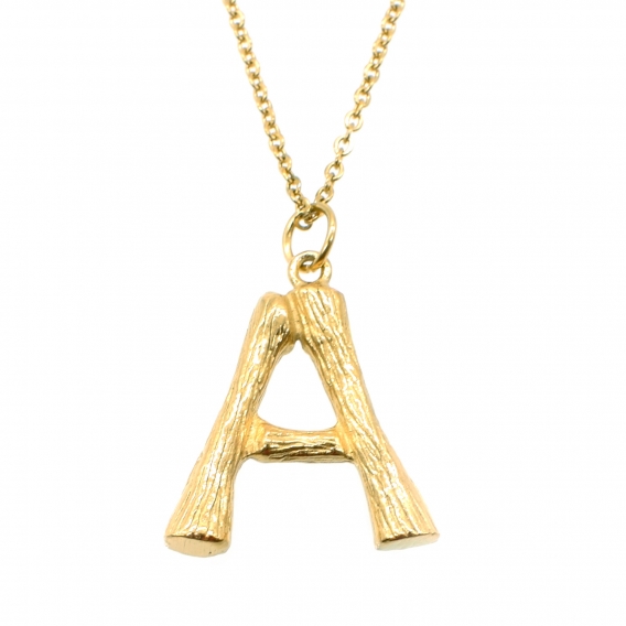 Collar inicial A de Ana, Anotia... de acero inoxidable color oro