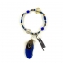 Pulsera con plumas azul y perla colgante de mujer joyeria de moda para mujer bisuteria de moda BDM