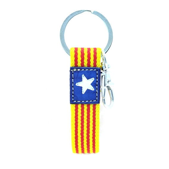 Llavero de tela con la bandera de Cataluña en tamaño pequeño