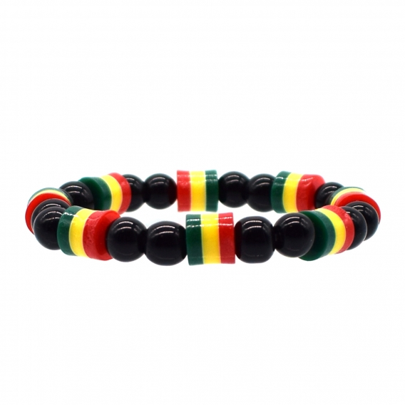 Pulsera jamaicana de cuentas y elástica multicolor, reggae