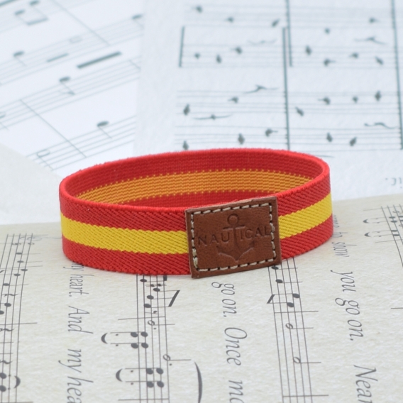 Pulsera elástica de la bandera de España con cuero nautica