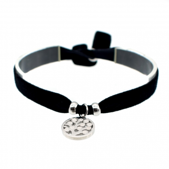 Pulsera de terciopelo con colgante árbol de la vida.