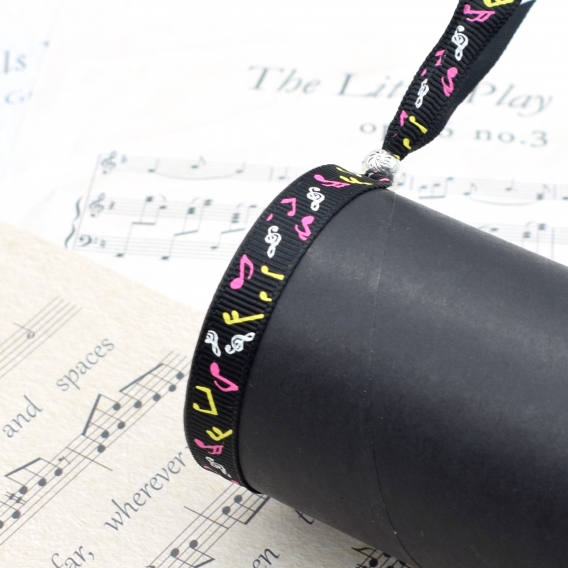 Pulsera tela música, clave de sol para niña, niño y mujer.