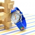 Reloj analógico infantil, color azul con dibujos. Regalo para niño