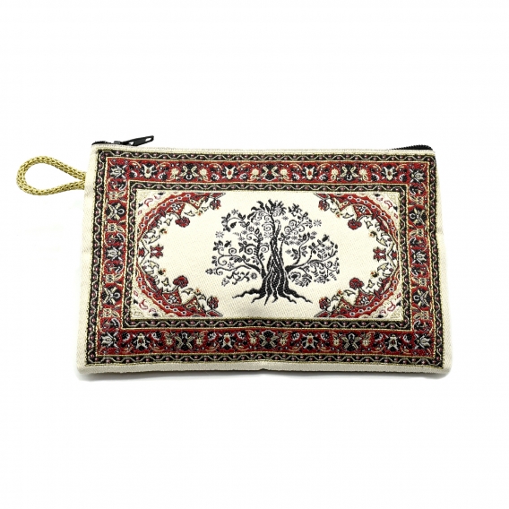 Monedero turco de tela con cremallera, árbol de la vida.