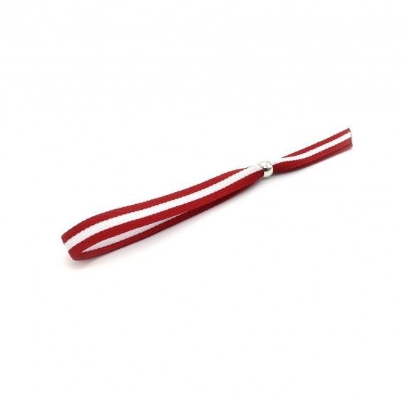 Pulsera de tela blanca y roja del Atlético del Madrid, Perú. Ajustable para hombre y mujer.