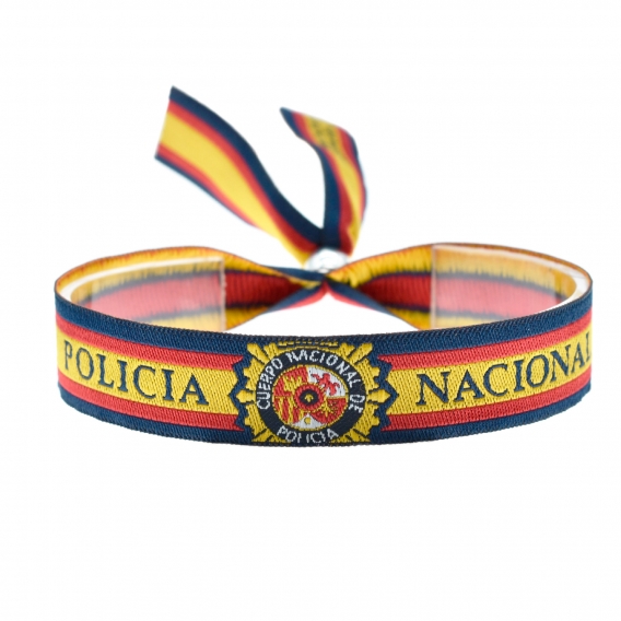 Pulsera de tela de la policía nacional con el escudo y la bandera española ajustable para hombres y mujeres
