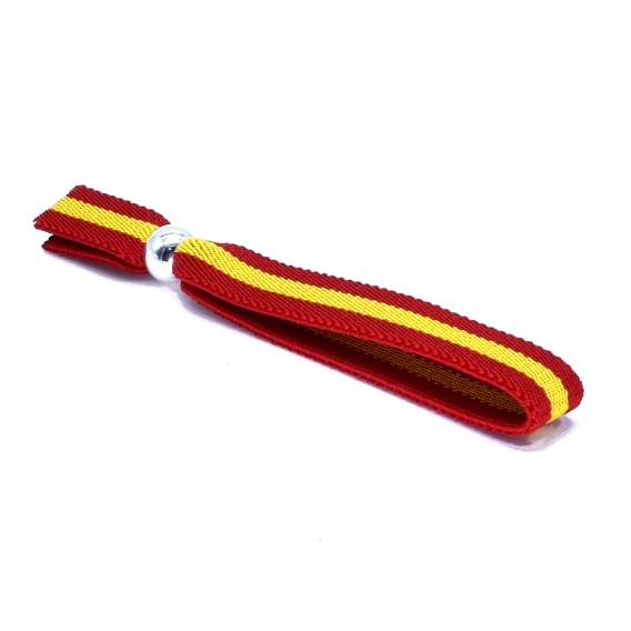 Pulsera elástica con la bandera de España, cinta roja y amarilla, ajustable.