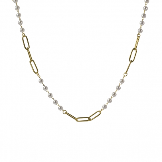 Collar de perlas, colgante con cadena de acero color oro, joyería para mujer.