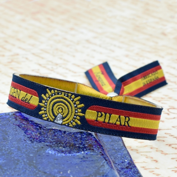 Pulsera virgen del Pilar con la bandera de España