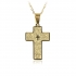 Collar con colgante de medalla con cruz acero en dorado con grabado del Padre Nuestro