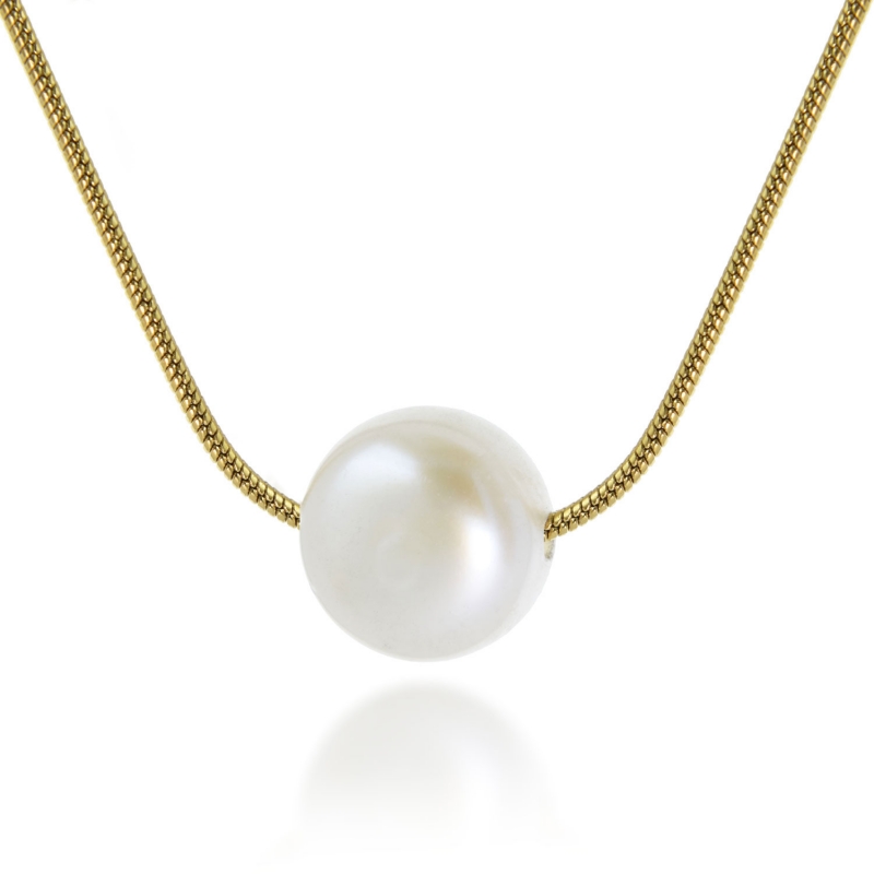 Collar de perlas, colgante con cadena de acero color oro, joyería para 