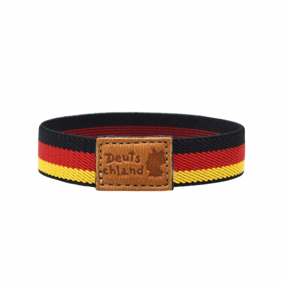 Pulsera de Alemania con los colores de la bandera, brazalete aleman elastico con sello de cuero