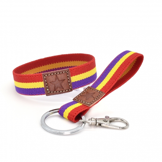 Pulsera y llavero a juego de tela con la bandera de la república. Regalo original republicano