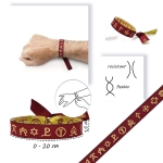 Pulsera de tela taurina rosa con símbolos representativos.Cierre de bola ajustable para hombres y mujeres.Diferentes modelos