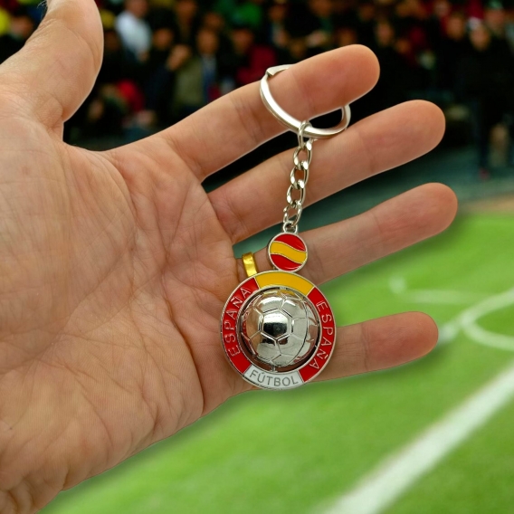 Llavero futbol seleccion españa, con balón y bandera de España