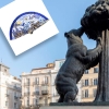 Abanico Madrid Souvenir Madera | Diseño cibeles, puerta Alcala, oso y madroño | Regalo Español Original
