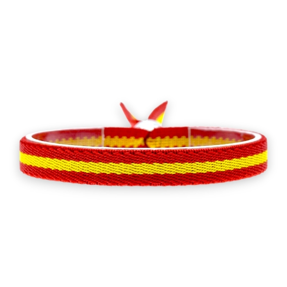 Pulsera elástica con la bandera de España, cinta roja y amarilla, ajustable.