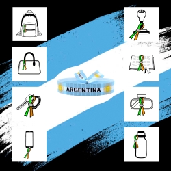 Pulsera Bandera Argentina | Ajustable de tela borado HD| Pulsera Albiceleste | Apoyo a la Selección y Orgullo Argentino