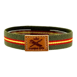 Pulsera de la Guardia Civil de tela verde militar elástica para hombre y mujer.