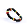 Pulsera jamaicana de cuentas y elástica multicolor, reggae