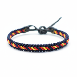 Pulsera de bandera de españa para hombre y mujer ajustable artesanal azul.