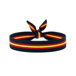Pulsera de tela azul marina con bandera de España, ajustable para hombres y mujeres .Elegir ancho.