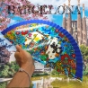 Abanico Barcelona Español de Madera | Diseño Exclusivo Inspirado en Barcelona y Gaudí | Hecho en España