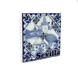 Imán de Nevera de Sevilla | Diseño: Madera, Azulejo o Plato Cerámico | Recuerdo con Giralda y Flamenca | Souvenir de Andalucía