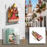 Imán de Nevera de Sevilla | Diseño: Madera, Azulejo o Plato Cerámico | Recuerdo con Giralda y Flamenca | Souvenir de Andalucía