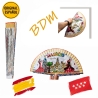 Abanico Madrid Souvenir Madera | Diseño cibeles, puerta Alcala, oso y madroño | Regalo Español Original
