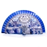 Abanico de Mano Toledo | Diseño: Azulejo Azul y monumentos | Recuerdo de España (Alcázar, Catedral y Tajo) | Abanico Plegable