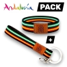 Pulsera y llavero a juego de tela con las banderas de España y Andalucía.