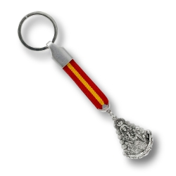 Llavero original de la Virgen del Rocío con la bandera de España